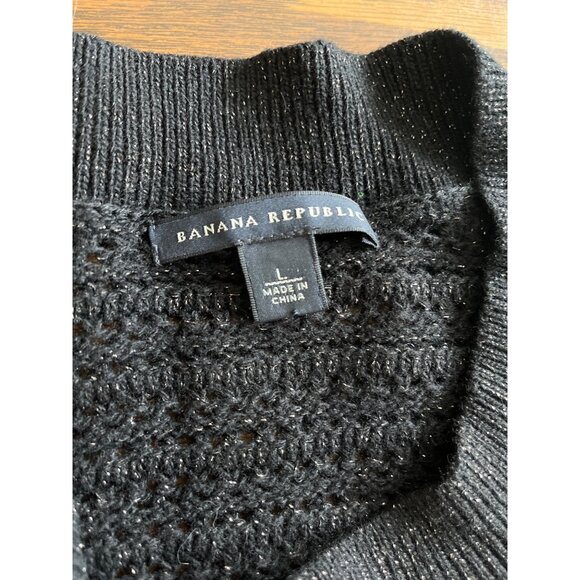 Banana Republic black long sleeved Lamb’s wool blend cardigan sweater size Large - Picture 4 of 8